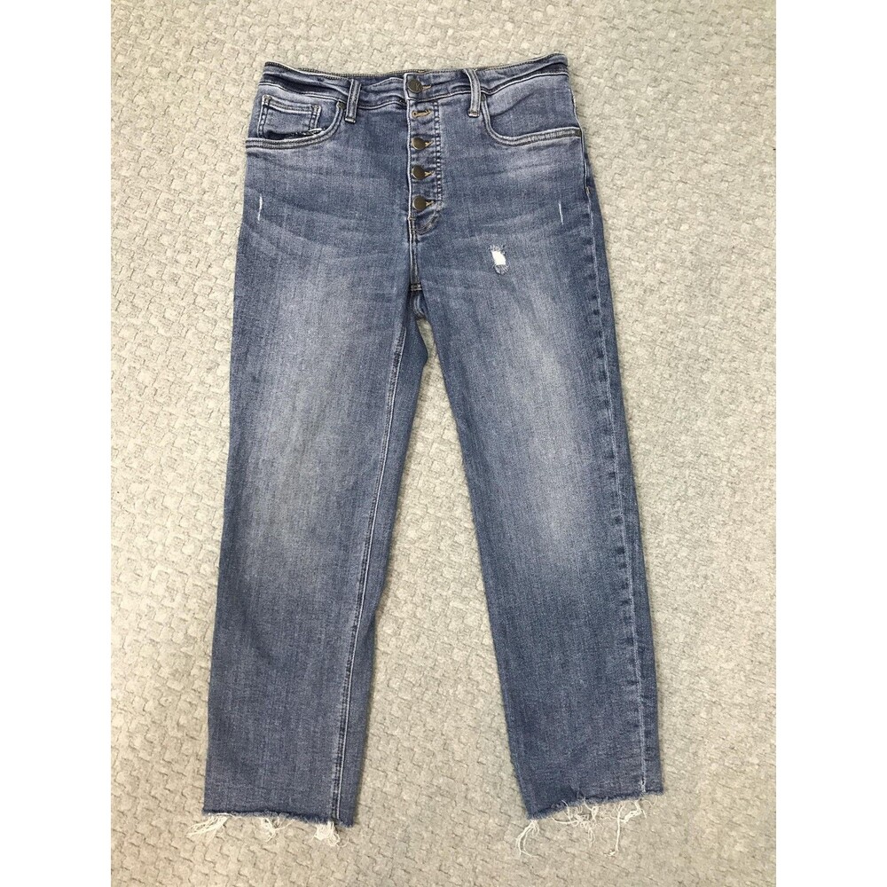 KUT From The Kloth Jeans Womens 10 Blue High Rise Button Fly Raw Hem KP1491MA3
